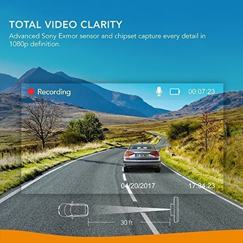 Anker Roav DashCam A1, Dash Cam for Car, Driving Recorder, 1080p FHD LCD Screen, Nighthawk Vision, Wide Angle Lens, Wi-Fi, G-Sensor, WDR, Loop Recording, Night Mode, Motion Detection, Dedicated App