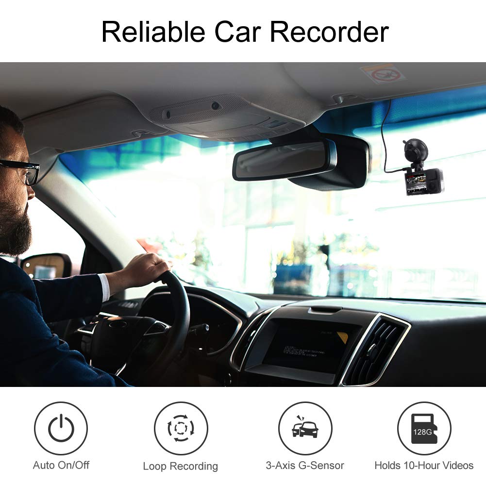 AKASO Trace 1 Dual Dash Cam for Cars, Car Dash Camera Front 1080P60 Dual 1080P30 340° Coverage Infrared Night Vision with Sony STARVIS Loop Recording G-Sensor Support max. 128GB Card
