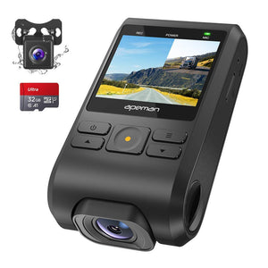 APEMAN Dash Cam, Front and Rear Camera for Cars FHD 1080P IPS Screen, Support GPS, SD Card Included, 170°Wide Angle, Motion Detection, Night Vision, G-Sensor, Parking Monitor, Loop Recording, WDR