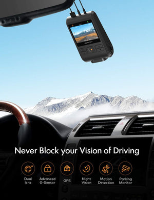 APEMAN Dash Cam, Front and Rear Camera for Cars FHD 1080P IPS Screen, Support GPS, SD Card Included, 170°Wide Angle, Motion Detection, Night Vision, G-Sensor, Parking Monitor, Loop Recording, WDR