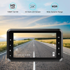 Dash Cam, Amuoc 1080P FHD DVR Car Driving Recorder 3 Inch LCD Screen 170° Wide Angle, G-Sensor, WDR, Parking Monitor, Loop Recording, Motion Detection